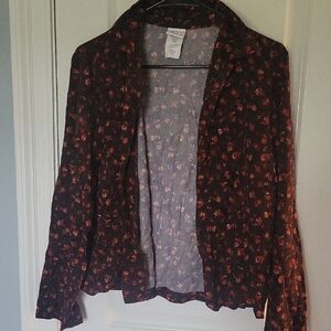 Jantzen Red and Brown Button Down Shirt with Notched Collar